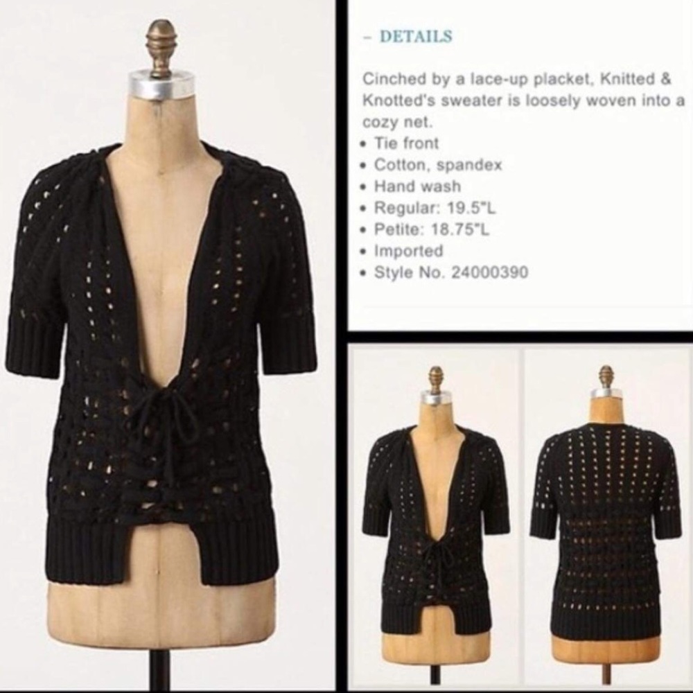 Anthropologie-Knitted & Knotted Lattice Tie Cardi